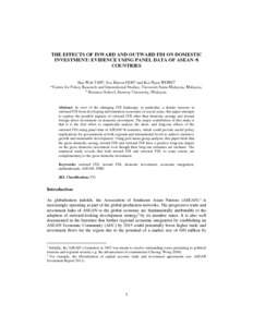 The effects of inward and outward FDI on domestic investment:Evidence ...